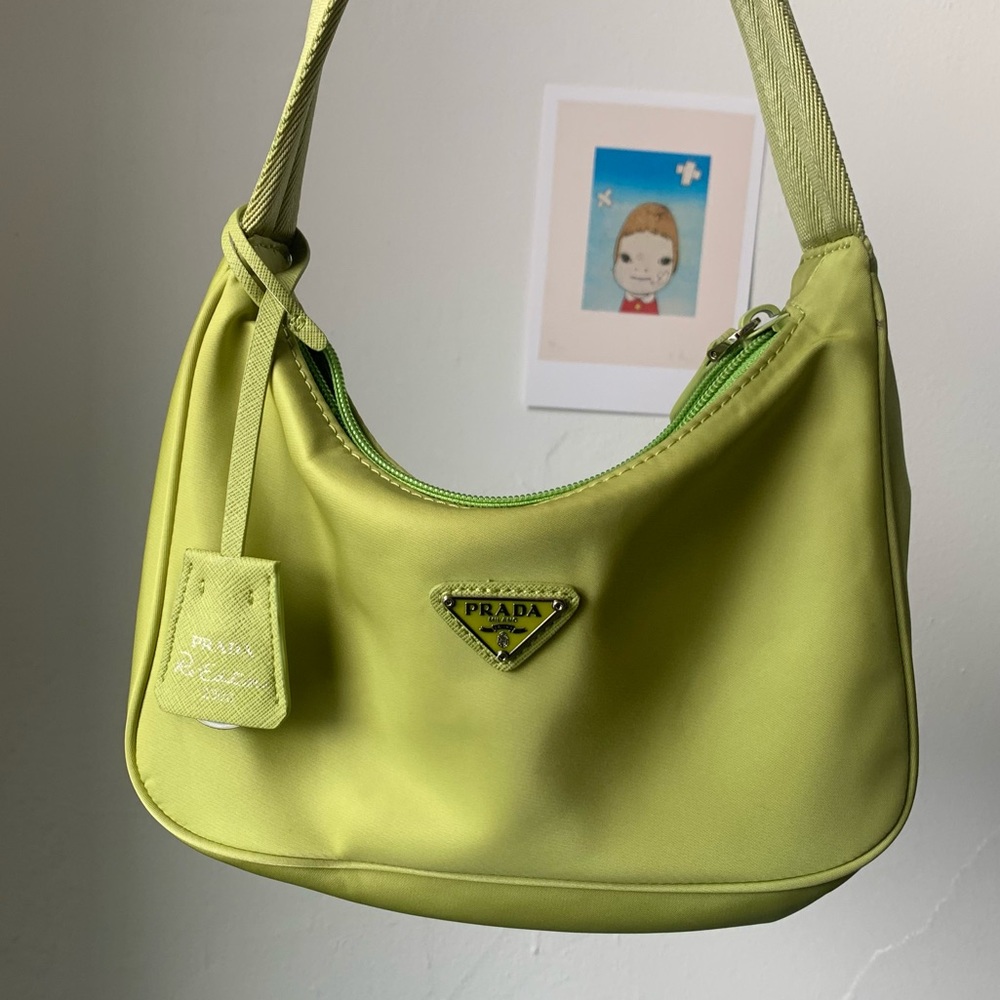 Prada green nylon shoulder bag 2000s Y2K